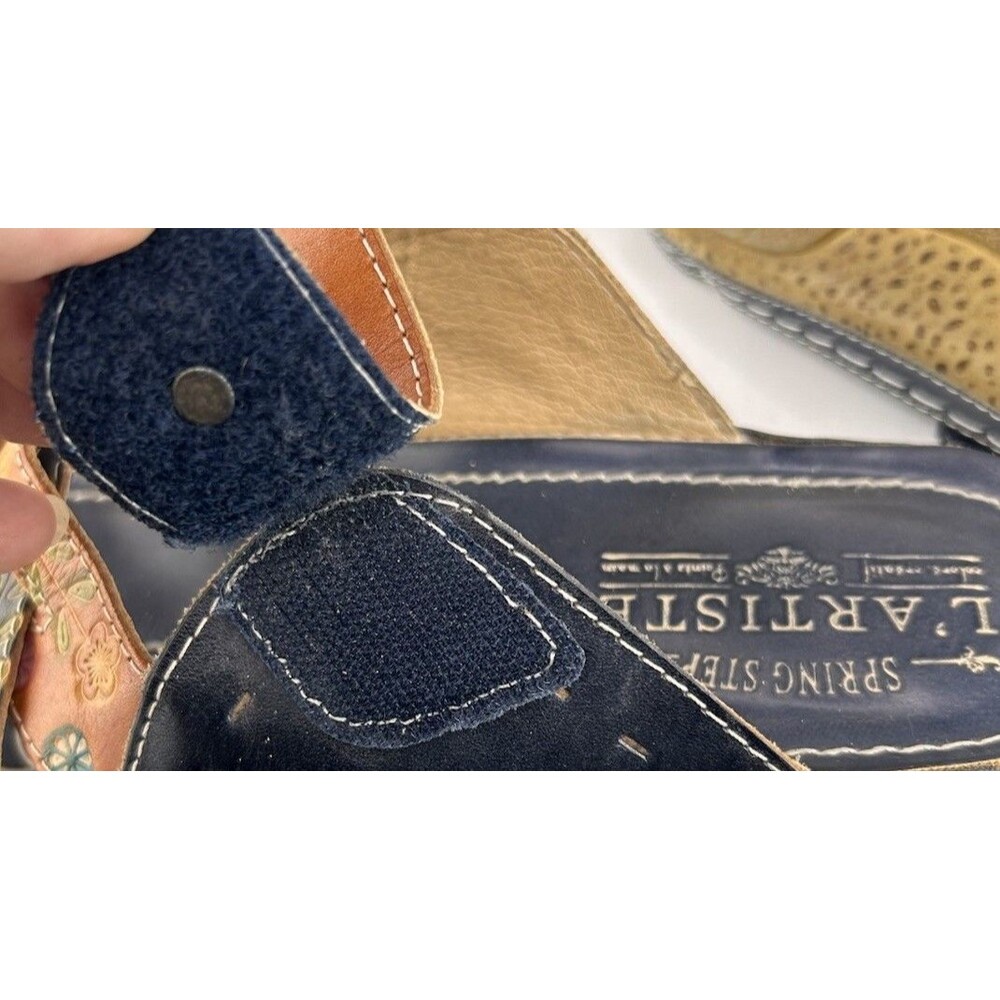 L'Artiste by Spring Step Womens Leigh Leather Slide Sandal Navy Multi EU37 6.5-7 - Picture 11 of 11